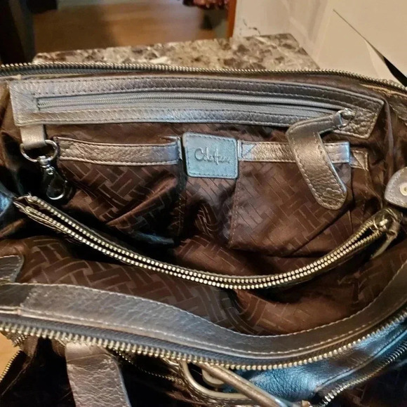 Cole Haan | Slouchy  Roomy Silver Metallic Leather Shoulder Bag - Picture 8 of 16